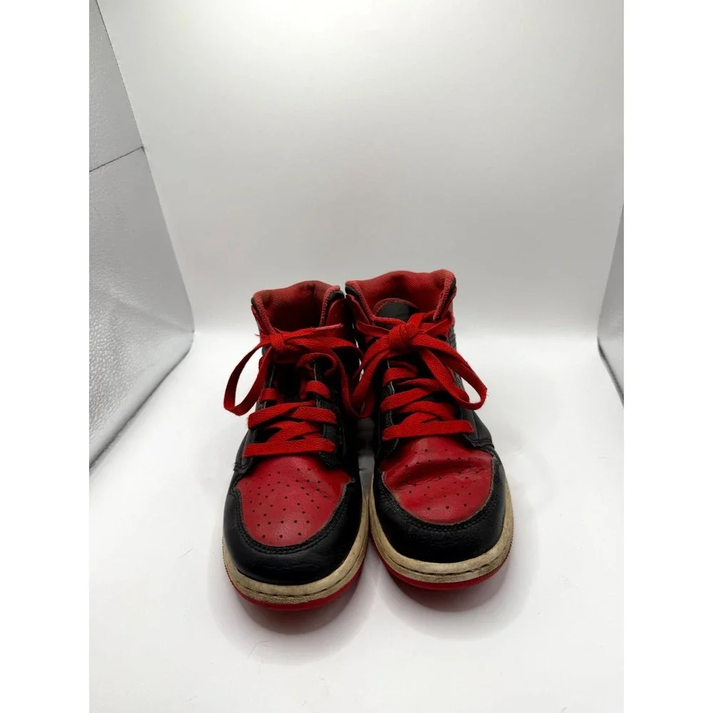 Nike Air Jordan 1 Mid GS Alternate Bred DQ8423-060 Kid 3.5 Sneaker Black Leather